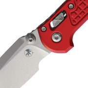 Microtech L.U.D.T RAM-LOK S/E STONEWASH FRAG PATTERN ALUMINIUM RED Red Aluminum (3.50" Bohler M390MK stainless) Folding Knife [1135RL-10FRRD] - product view 2