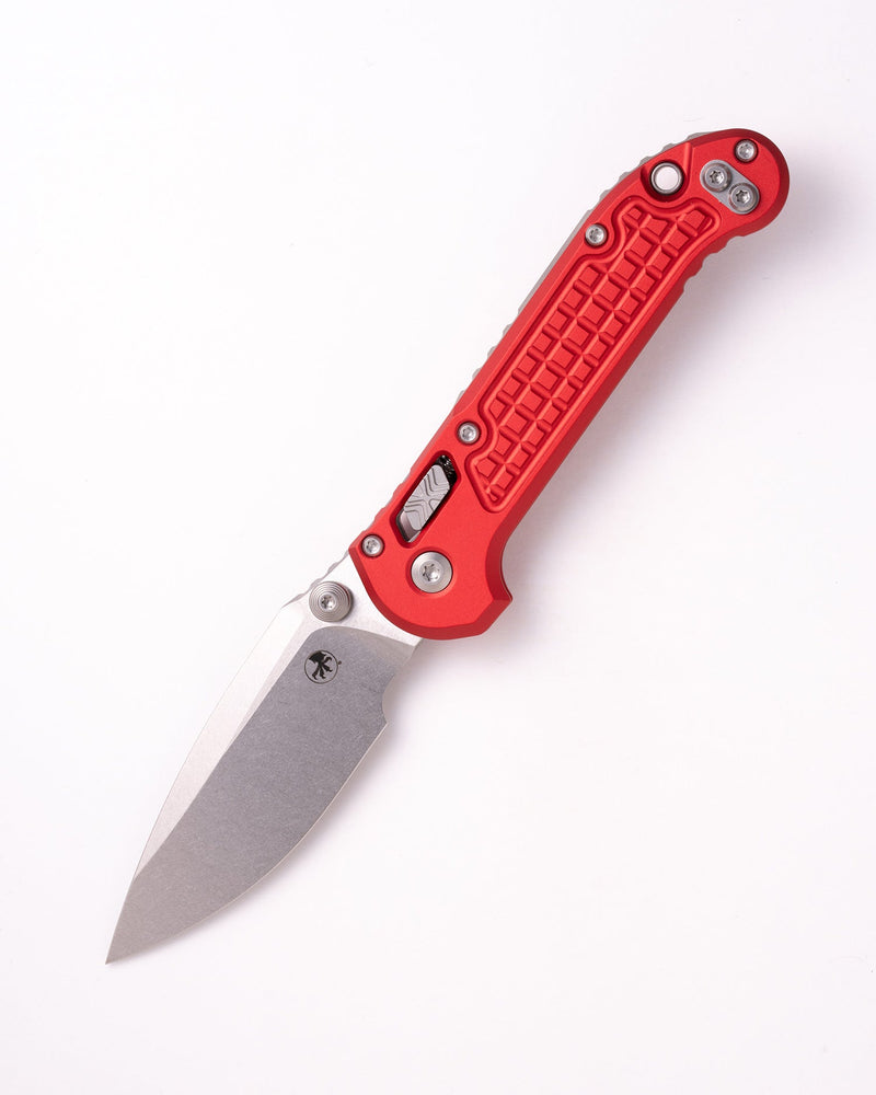 Microtech L.U.D.T RAM-LOK S/E STONEWASH FRAG PATTERN ALUMINIUM RED Red Aluminum (3.50" Bohler M390MK stainless) Folding Knife [1135RL-10FRRD] - product view 3