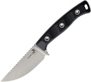 Microtech Akris Stonewash Standard G-10 Black with Dark Chocolate Leather Sheath Fixed Blade Knife [95-10BK-1] - product view 1