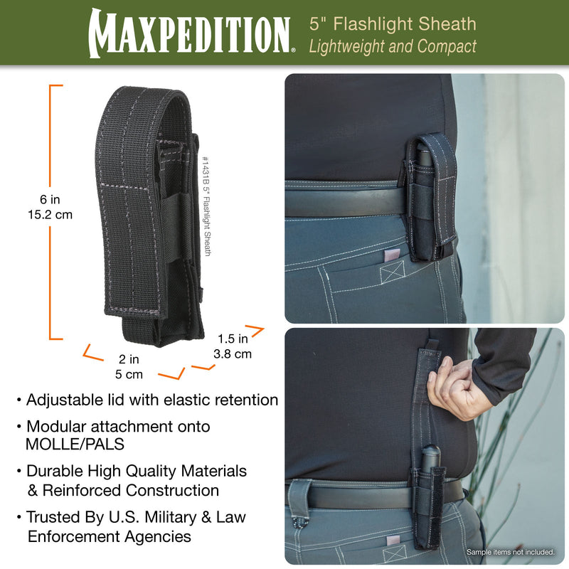 Maxpedition Flashlight Sheath 5in Black [1431B] - product view 3
