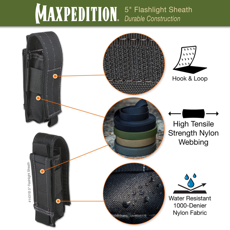 Maxpedition Flashlight Sheath 5in Black [1431B] - product view 4
