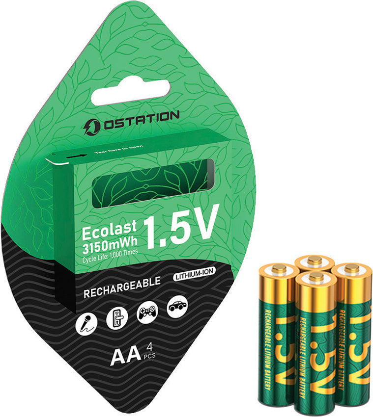 Olight EcoLast AA 1.5V Rechargeable Li-ion Batteries 4-Pack (OLTECOLASTAA) — product view