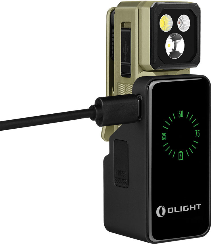 Olight Oclip 2 Ultra Premium Olive Green Clip Flashlight with Charging Dock (OLTOCLIP2ULPOG) — detail view 5