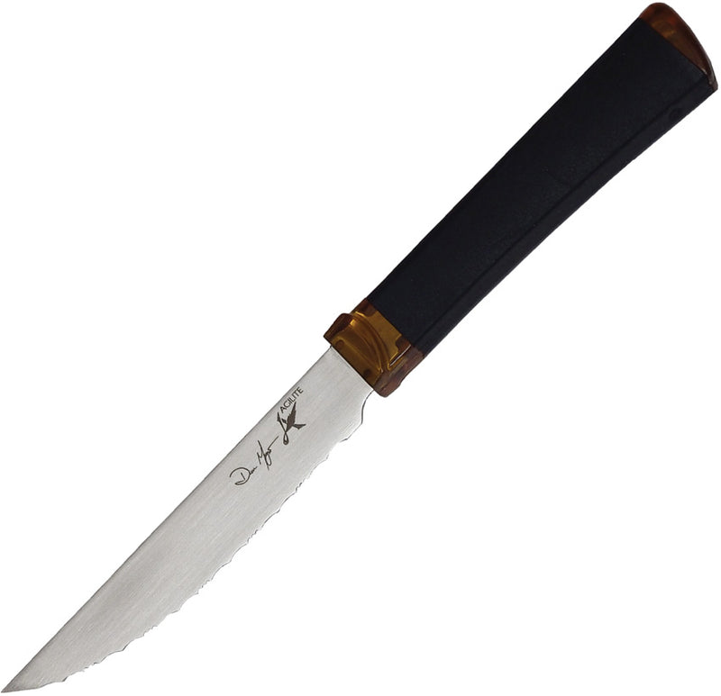 Ontario Agilite Serrated Steak Knife Amber and Black Handle [2555] - product view 1