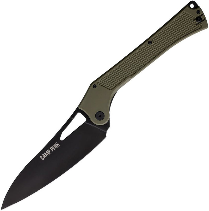 Ontario Camp Plus EDC Linerlock Grn CP [LARGE KNIFE OD GREEN TC]