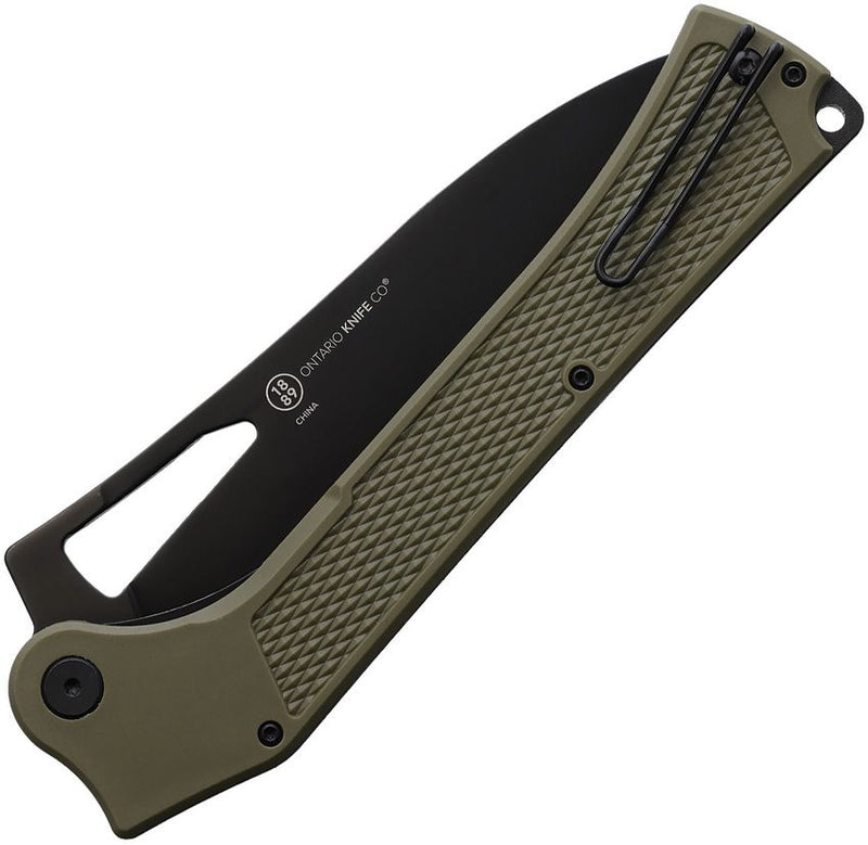 Ontario Camp Plus EDC Linerlock Grn CP [LARGE KNIFE OD GREEN TC]