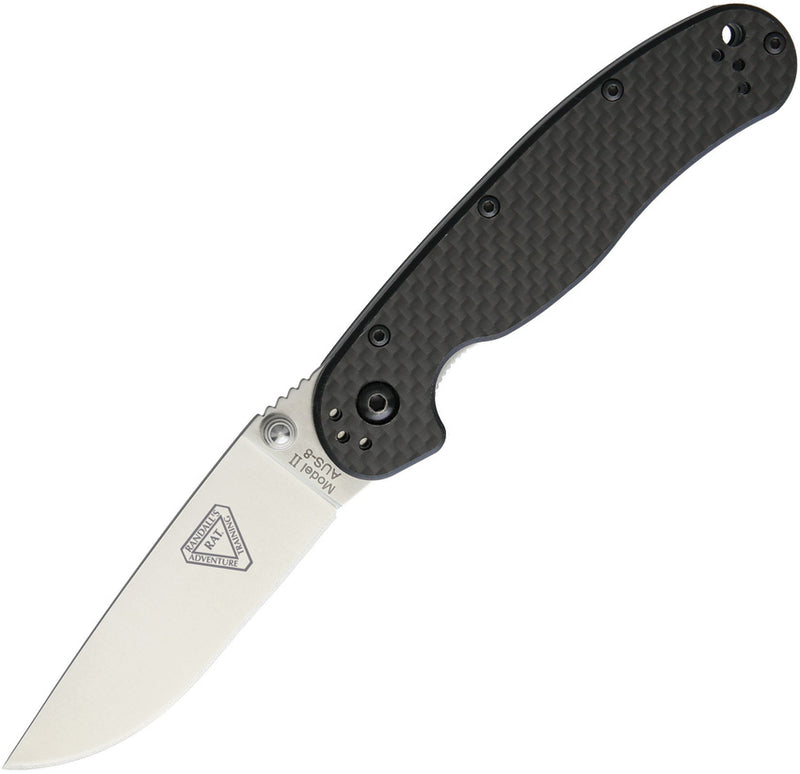 Ontario RAT II Carbon fiber (3.00" Satin finish AUS-8 stainless) Folding Knife [8836] - product view 1