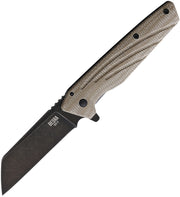 Ontario Besra Brown Linen Micarta AUS-8 Titanium Framelock Folding Knife [ 9000] - product view 1