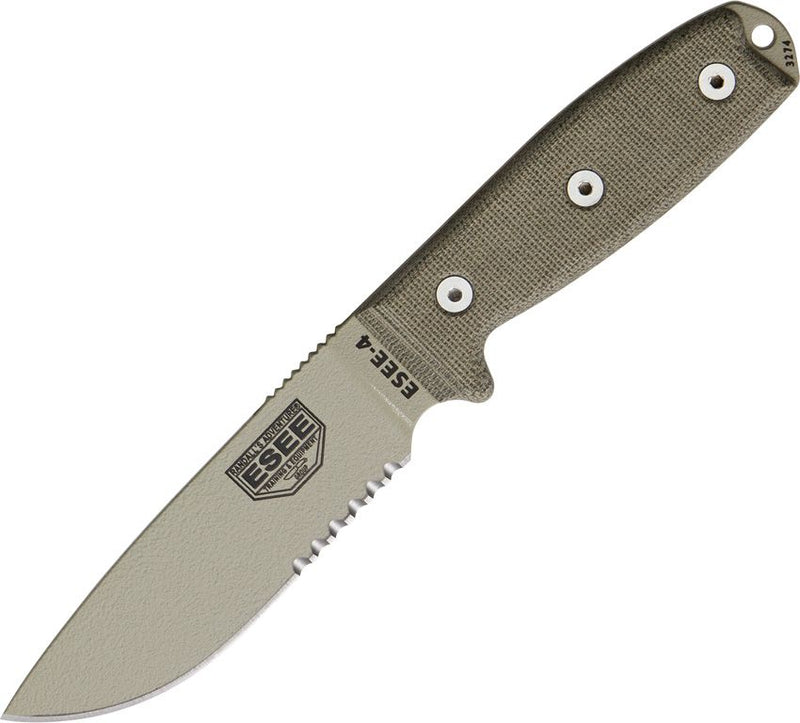 ESEE Model 4 Part Serrated Fixed Blade Knife [ESEE-4S-DT]