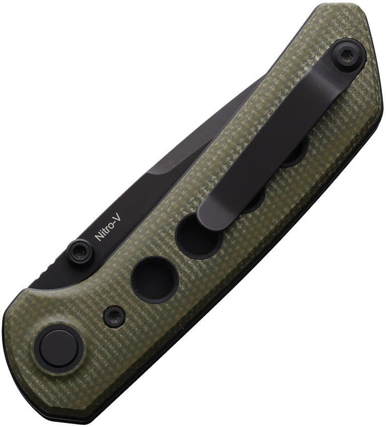 Reate PL-XT Pivot Lock Green PVD Folding Knife — Nitro V [REA131] — product view 2