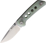 Reate PL-XT Pivot Lock Jade Stonewash Folding Knife — Nitro V / Green [REA134] — product view 1