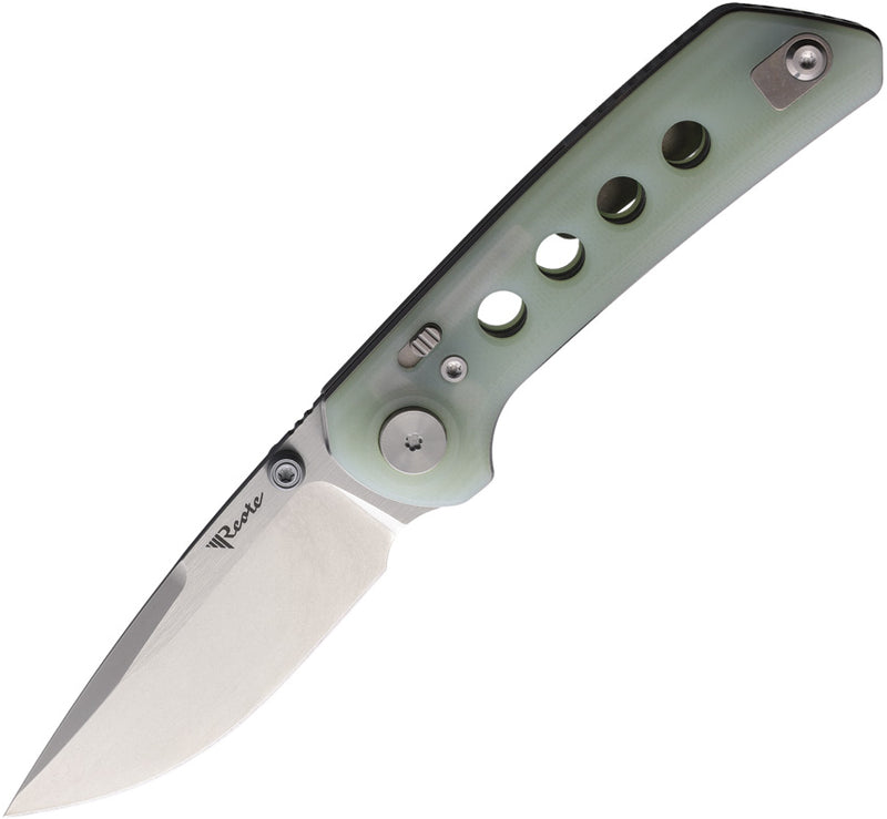 Reate PL-XT Pivot Lock Jade Stonewash Folding Knife — Nitro V / Green [REA134] — product view 1