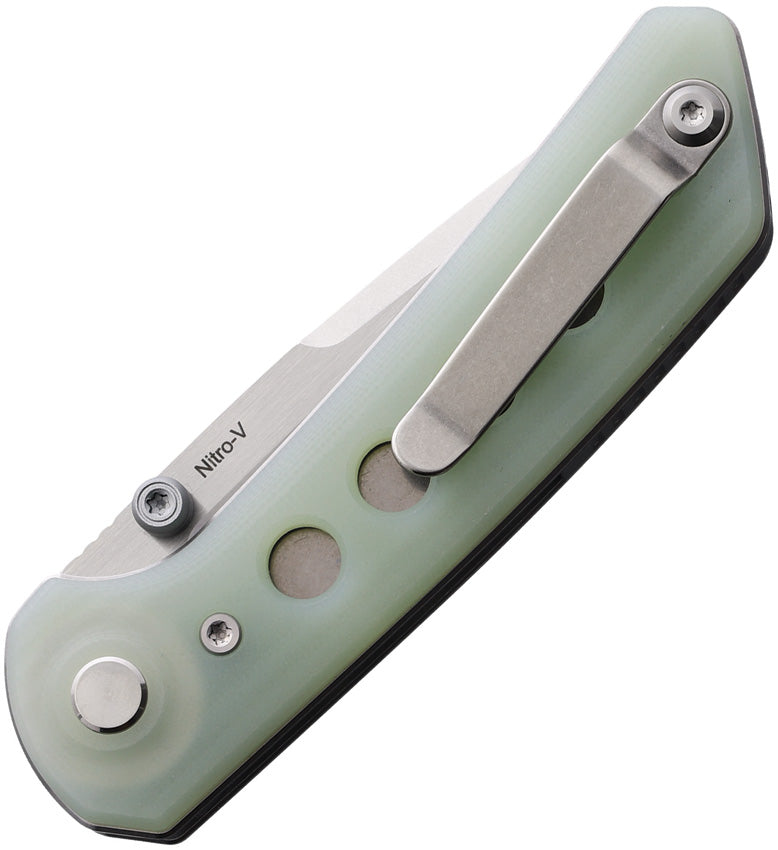 Reate PL-XT Pivot Lock Jade Stonewash Folding Knife — Nitro V / Green [REA134] — product view 2