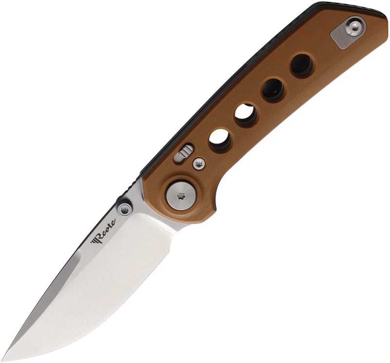 Reate PL-XT Pivot Lock Tan Stonewash Folding Knife — Nitro V / Brown [REA136] — product view 1