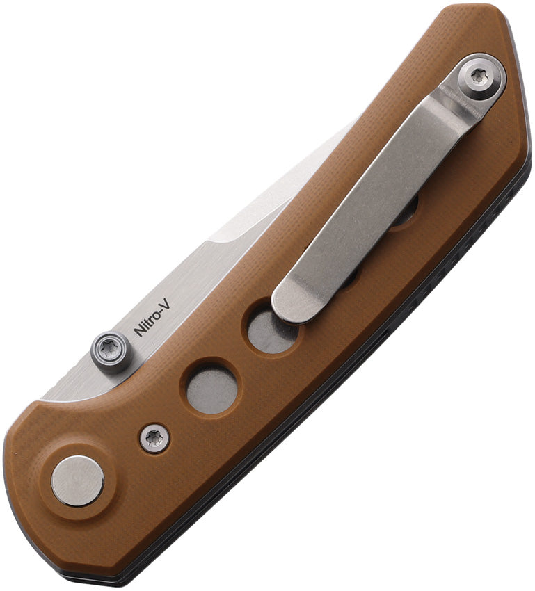 Reate PL-XT Pivot Lock Tan Stonewash Folding Knife — Nitro V / Brown [REA136] — product view 2