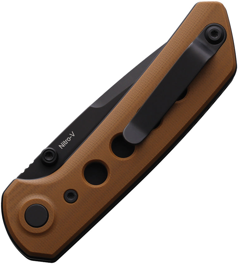 Reate PL-XT Pivot Lock Tan PVD Folding Knife — Nitro V / Brown [REA137] — product view 2