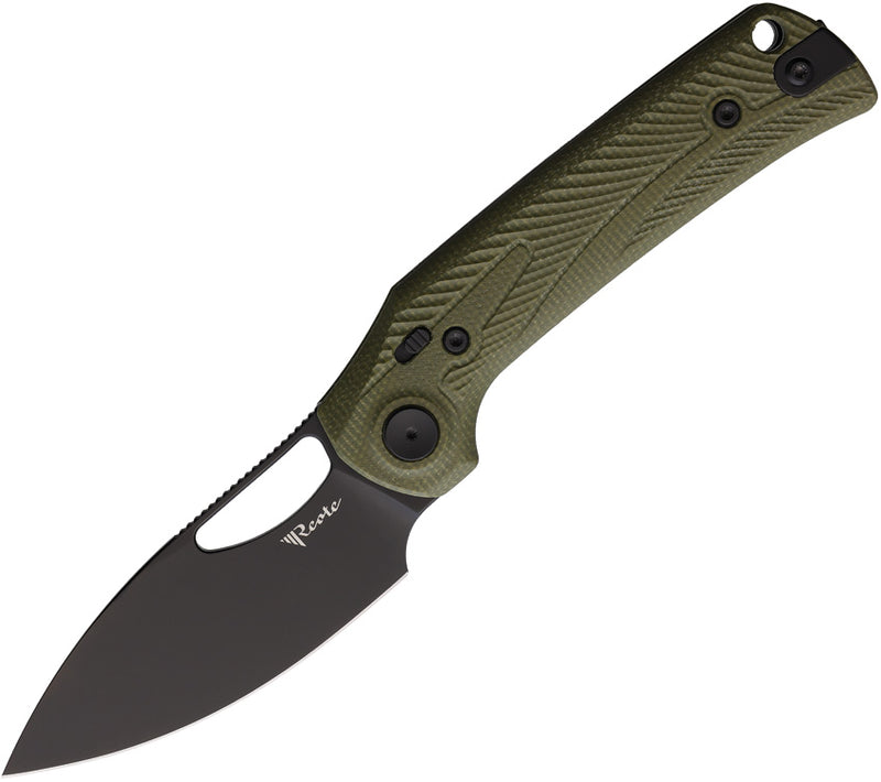 Reate PL-XE Pivot Lock Green Micarta PVD Folding Knife — Nitro V [REA170] — product view 1