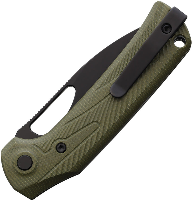 Reate PL-XE Pivot Lock Green Micarta PVD Folding Knife — Nitro V [REA170] — product view 2
