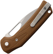 Reate PL-XE Pivot Lock Tan G10 Stonewash Folding Knife — Nitro V / Brown [REA171] — product view 2