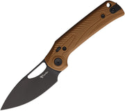 Reate PL-XE Pivot Lock Tan G10 PVD Folding Knife — Nitro V / Brown [REA172] — product view 1