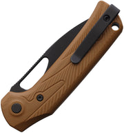 Reate PL-XE Pivot Lock Tan G10 PVD Folding Knife — Nitro V / Brown [REA172] — product view 2