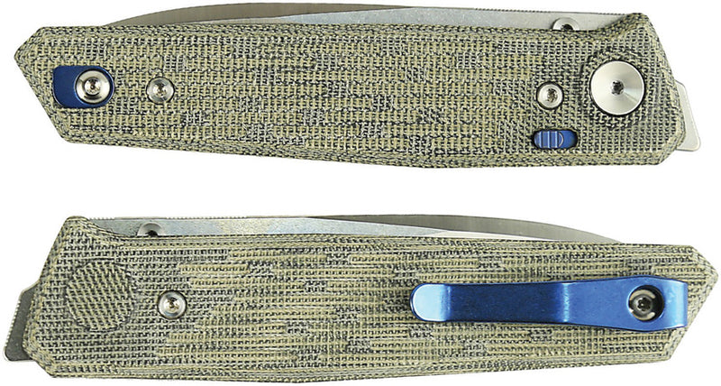 Reate PL-6 Pivot Lock Green Micarta Folding Knife — Nitro V [REA184] — product view 2