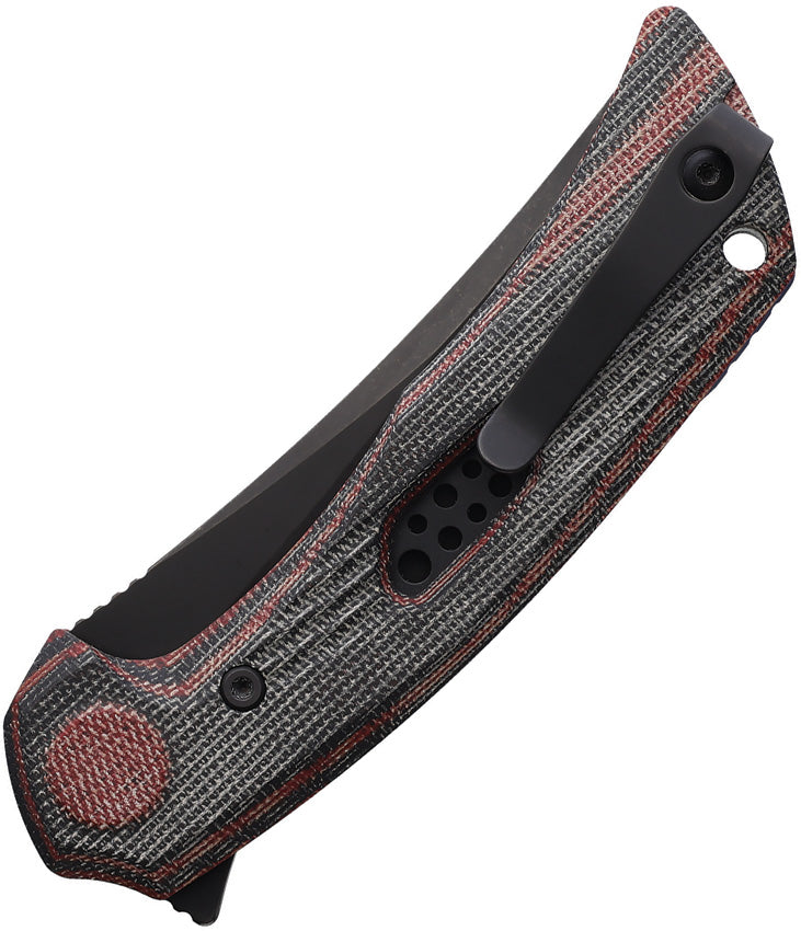 Reate PL-7 Pivot Lock Black/Red Micarta Folding Knife — Nitro V [REA195] — product view 2