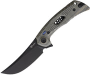 Reate PL-7 Pivot Lock Black/Green Micarta Folding Knife — Nitro V [REA196] — product view 1