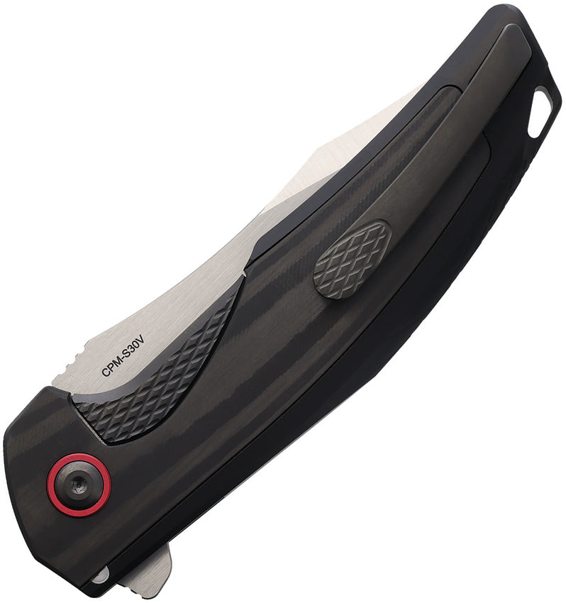 Reate Jack Jr Frame Lock Satin/Red Folding Knife — CPM S30V / Black [REA201] — product view 2