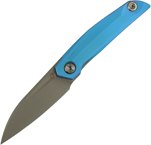 Reate VK Anub Frame Lock Blue Bead Blast Folding Knife — Elmax [REA210] — product view 1