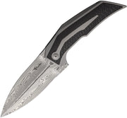 Reate T4000 Frame Lock Dama CF Folding Knife — Damascus / Gray [REA246] — product view 1