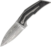 Reate T4000 Frame Lock Dama CF Folding Knife — Damascus / Gray [REA247] — product view 1
