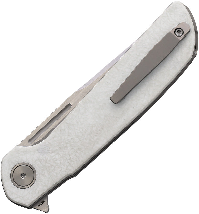 Reate Remedy Frame Lock White Folding Knife — Elmax [REA253] — product view 2