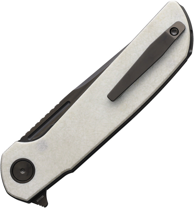 Reate Remedy Frame Lock White Folding Knife — Elmax [REA254] — product view 2