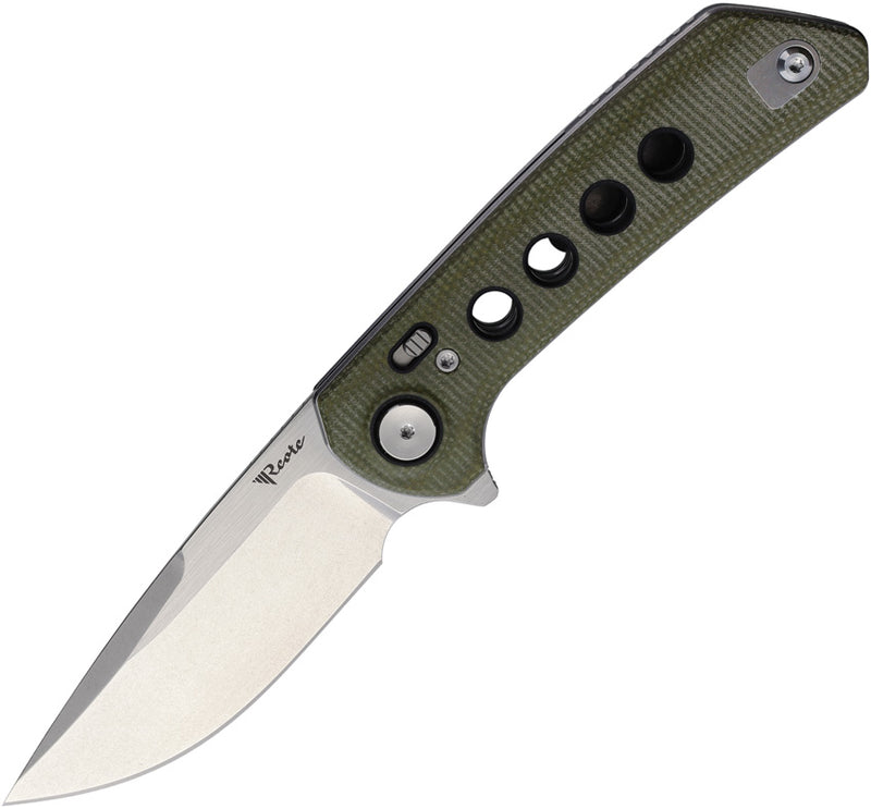 Reate PL-XF Pivot Lock Green Micarta Stonewash Folding Knife — Nitro V [REAPLXF3] — product view 1