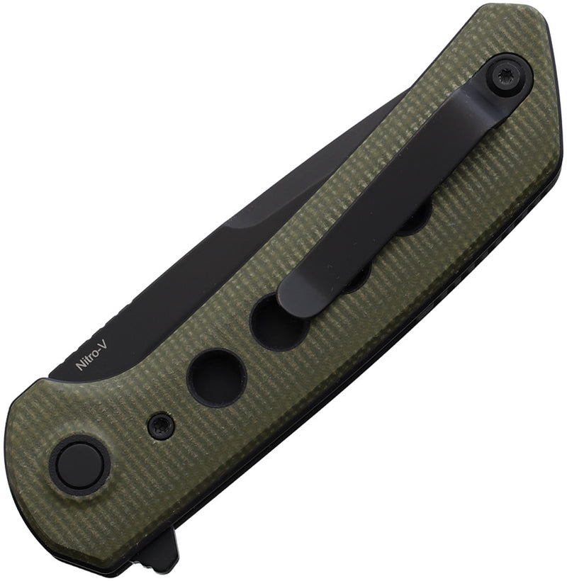 Reate PL-XF Pivot Lock Green Micarta PVD Folding Knife — Nitro V [REAPLXF4] — product view 2