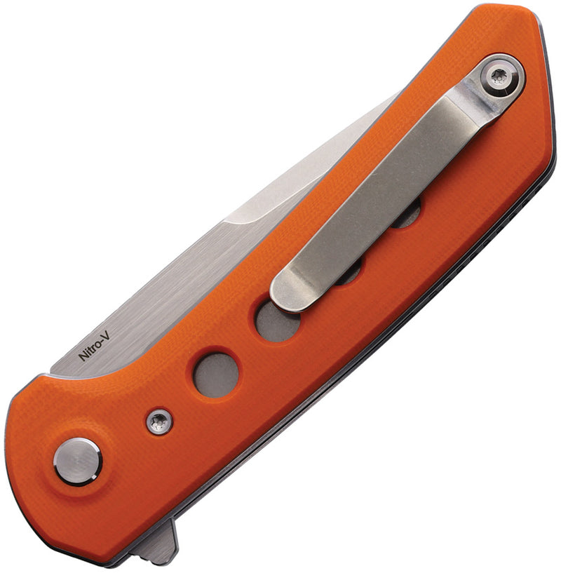 Reate PL-XF Pivot Lock Orange G10 Stonewash Folding Knife — Nitro V [REAPLXF5] — product view 2