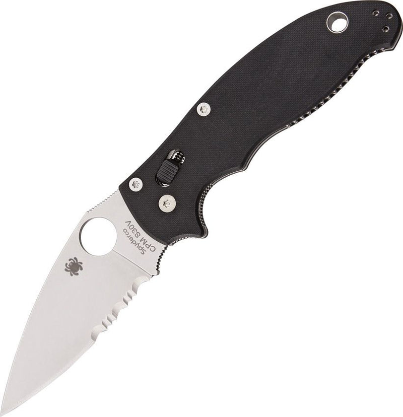 Spyderco Manix 2 Ball Bearing Lock (Black) (3.38" Satin) [C101GPS2]