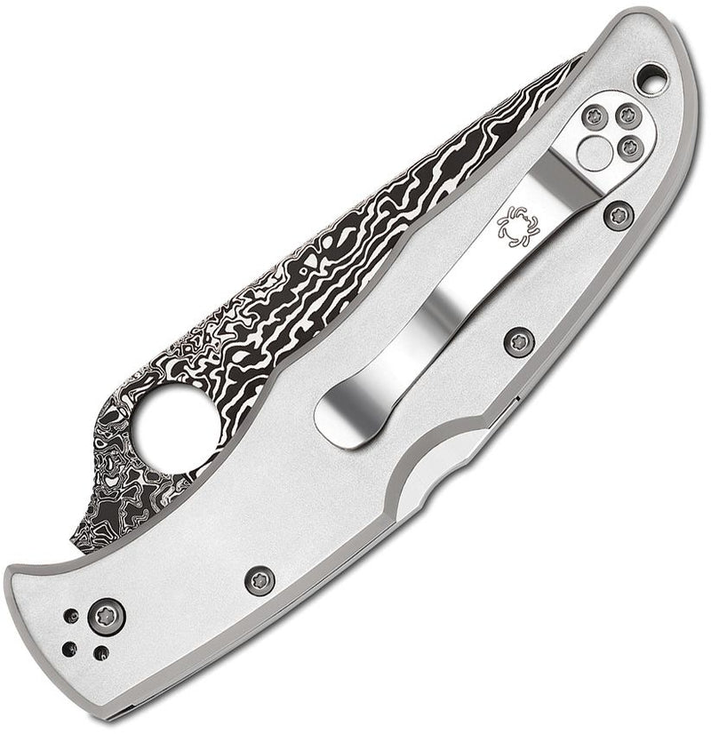 Spyderco Endura 4 Titanium Damascus (Red) (3.75" Satin) [C10TIPD] - Image 2