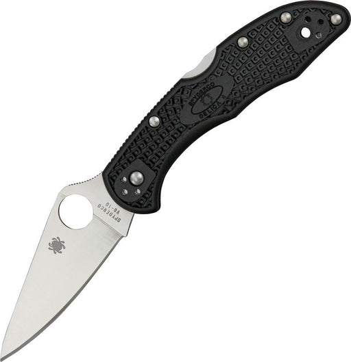Spyderco Delica Lockback Flat Ground (Black) (3" Satin) [C11FPBK]