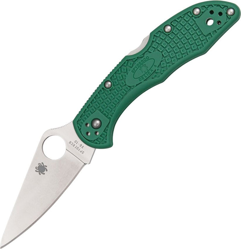 Spyderco Delica Lockback Green (Green) (3" Satin) [C11FPGR]