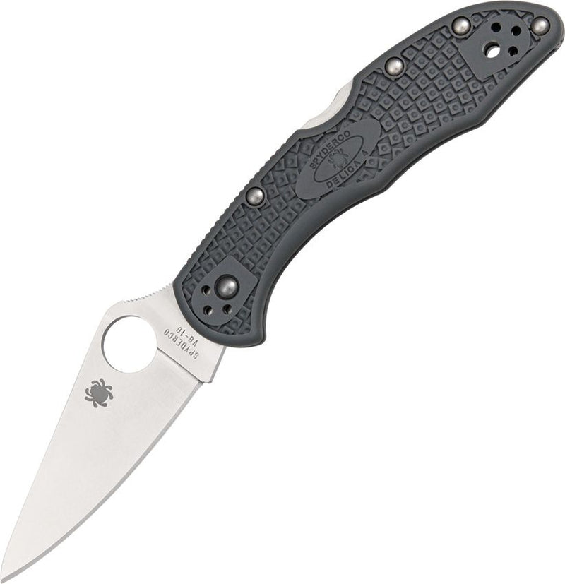 Spyderco Delica Lockback Gray (Gray) (3" Satin) [C11FPGY]