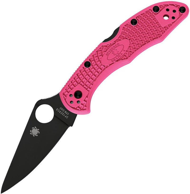 Spyderco Pink Heals Delica Lockback (Black) (3" Black) [C11FPPNS30VBK]