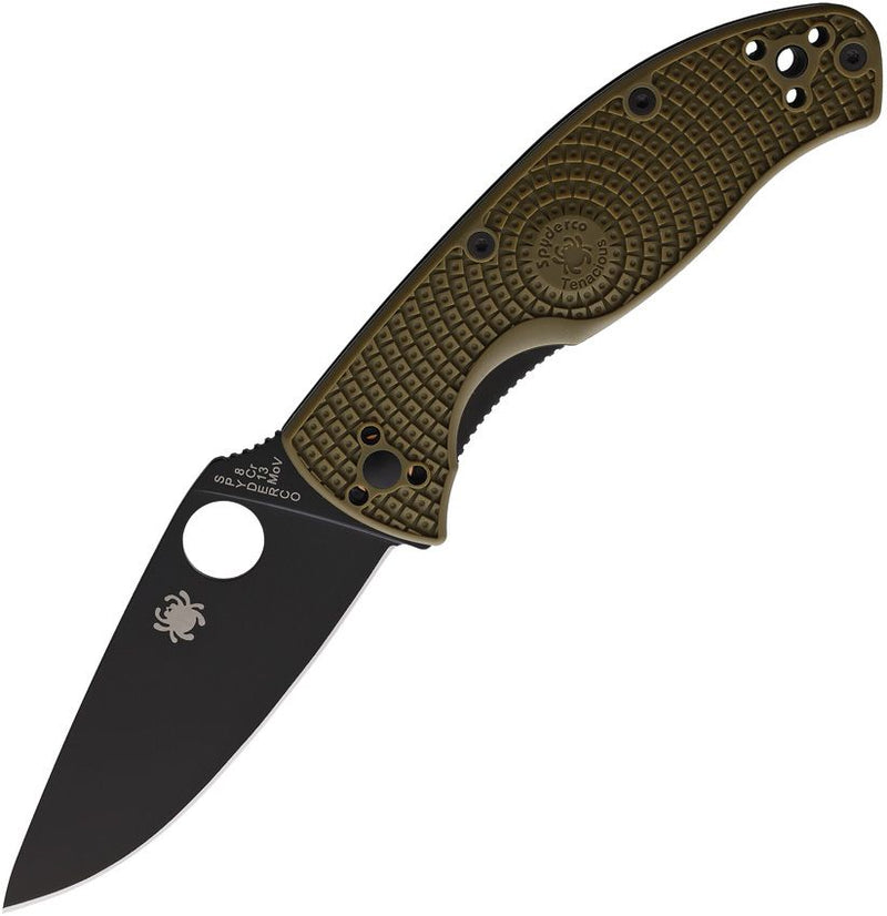 Spyderco Tenacious LWT Black Bld OD (Black) (3.38" Satin) [C122PODBK]