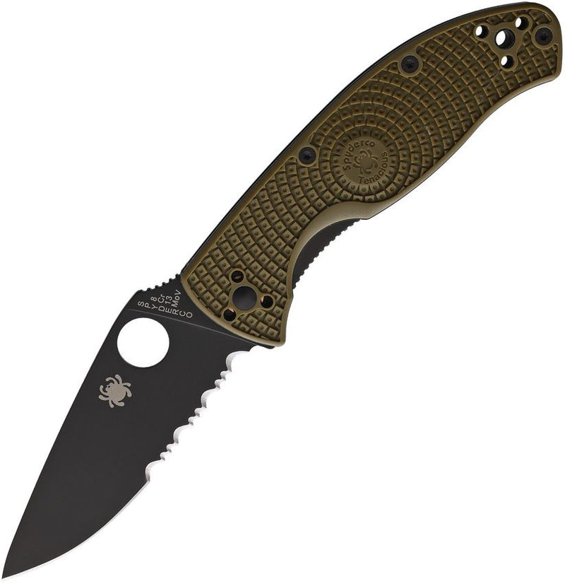 Spyderco Tenacious LWT Black Bld OD (Black) (3.38" Satin) [C122PSODBK]