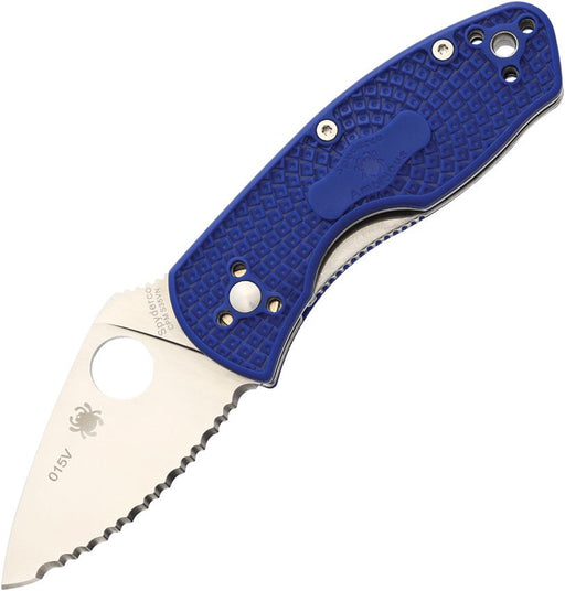 Spyderco Ambitious Linerlock Blue Serr (Blue) (2.25" Satin) [C148SBL]