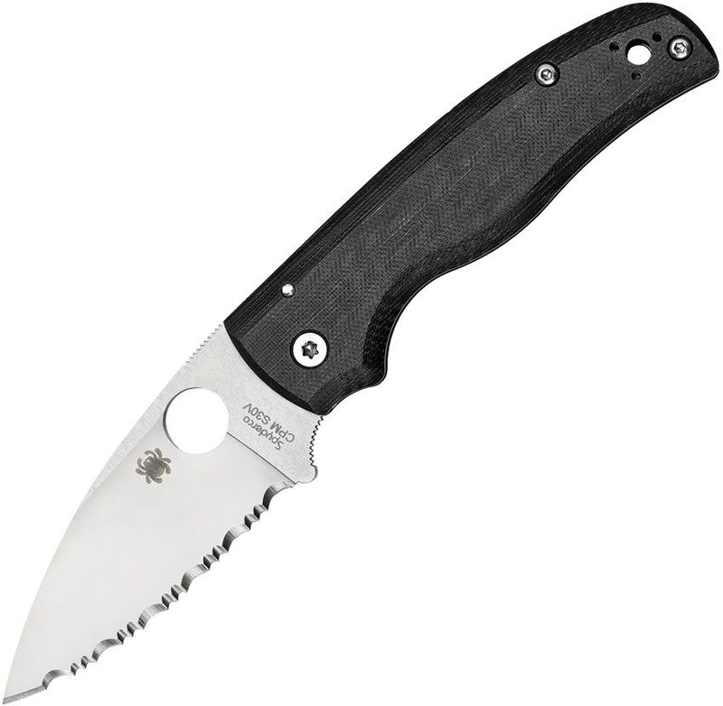 Spyderco Shaman Compression Lock Serr (Black) (3.63" Satin) [C229GS]