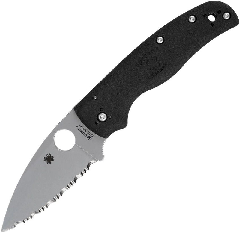 Spyderco Shaman Lightwt Compres Lock (Black) (3.5" Satin) [C229SBK]