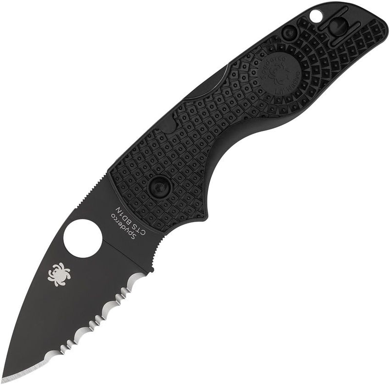Spyderco Lil' Native Lockback Blk Serr (Black) (2.38" Black) [C230SBBK]