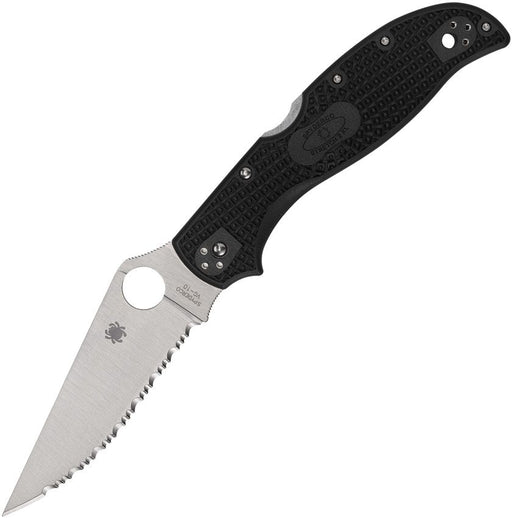 Spyderco Stretch 2 XL Lockback Serr (Black) (4" Satin) [C258SBK]